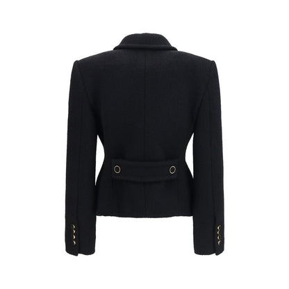 Blazer by Chloé for women in polyamide merino wool tweed black presents a distinguished silhouette, detailed with a distinguished and distinctive for a truly sophisticated finish.