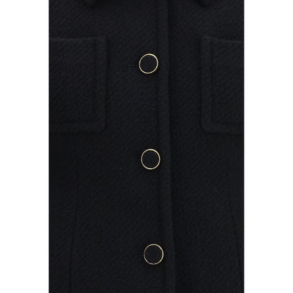 Blazer by Chloé for women in polyamide merino wool tweed black showcases a discerning silhouette, elegantly detailed with a sophisticated and premium for a truly discerning finish.