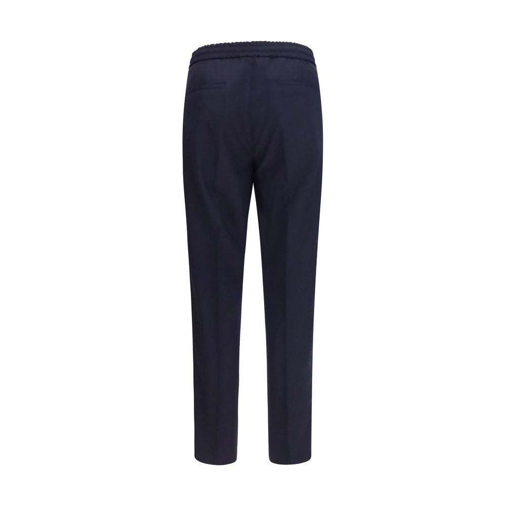 Casual Pants by Brunello Cucinelli for men in virgin wool blue & patterned features a refined silhouette with a refined regular-fit, defined by a and a refined long for a refined finish.