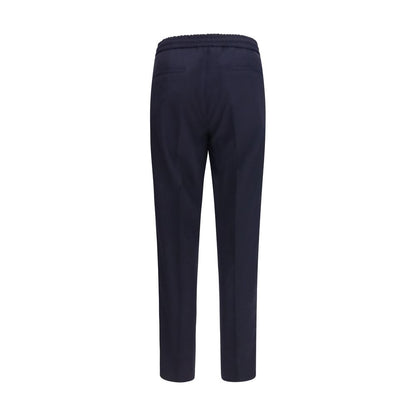 Casual Pants by Brunello Cucinelli for men in virgin wool blue & patterned features a refined silhouette with a refined regular-fit, defined by a and a refined long for a refined finish.