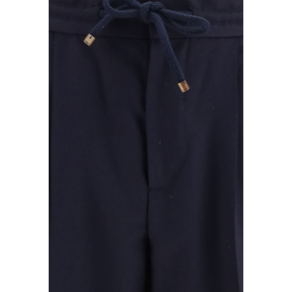 Casual Pants by Brunello Cucinelli for men in virgin wool blue & patterned features an sartorial regular-fit and long with a cut for a sartorial finish.
