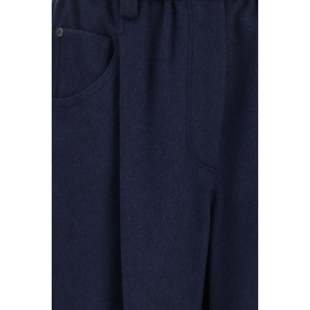 Pants by Brunello Cucinelli for women in merino wool blue features an understated silhouette, showcasing a sophisticated straight-leg & regular-fit and long with a refined for an understated, polished aesthetic.