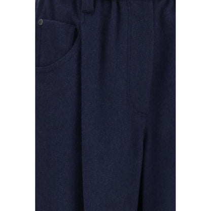 Pants by Brunello Cucinelli for women in merino wool blue features an understated silhouette, showcasing a sophisticated straight-leg & regular-fit and long with a refined for an understated, polished aesthetic.