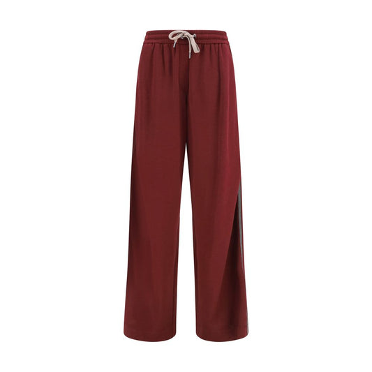 Track Pants by Brunello Cucinelli for women in polyamide silk & cotton bordeaux features an contemporary straight-leg, athletic, relaxed-fit & regular-fit with a long and , showcasing for a contemporary finish.