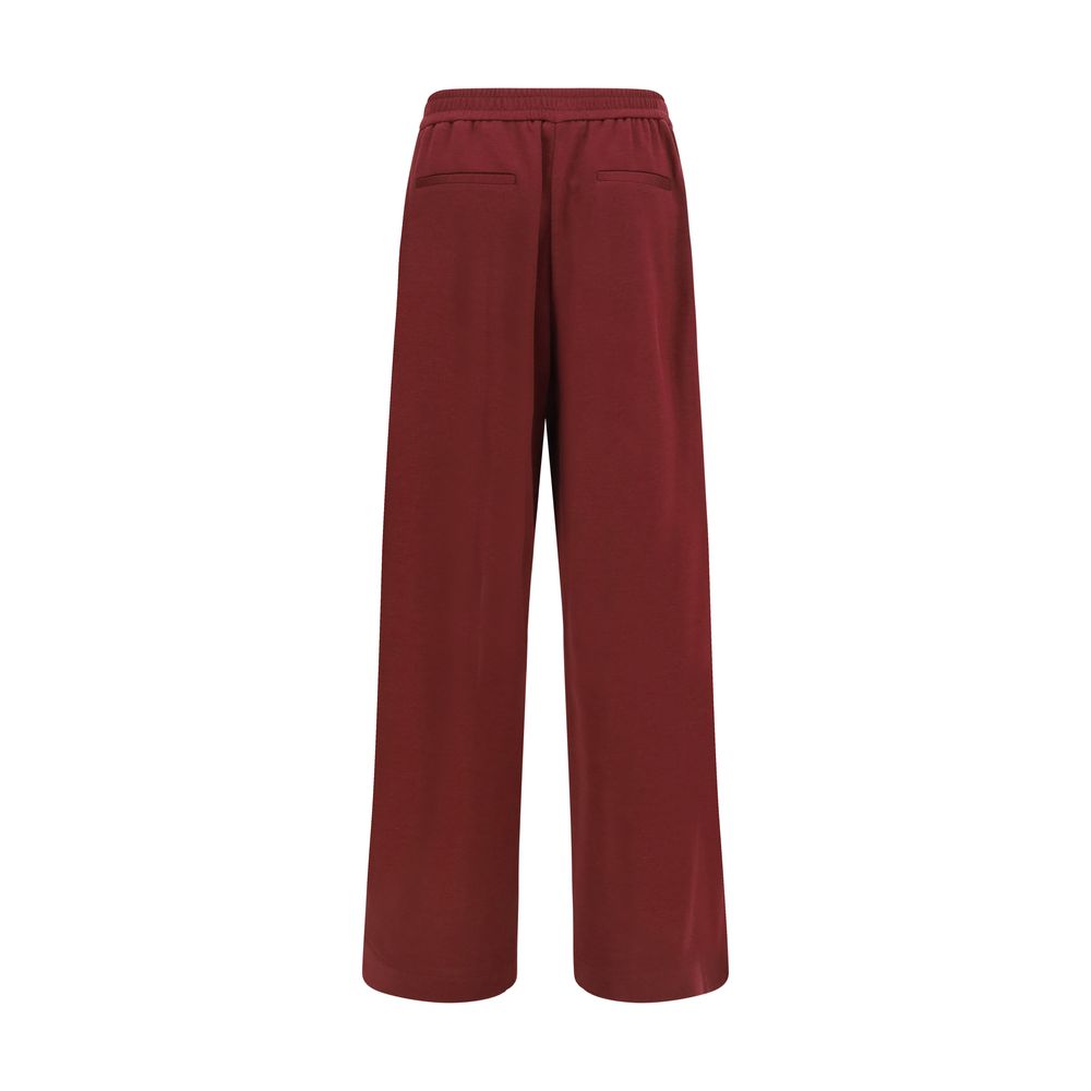 Track Pants by Brunello Cucinelli for women in polyamide silk & cotton bordeaux features an athletic straight-leg, athletic, relaxed-fit & regular-fit and long cut with a comfortable , seamlessly detailed with functional .