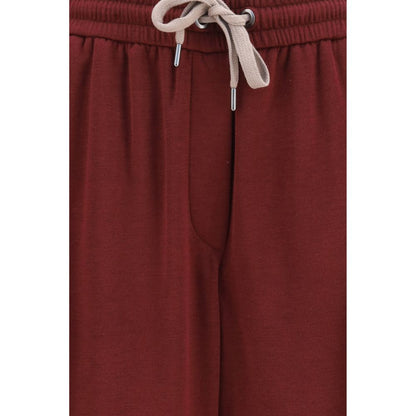 Track Pants by Brunello Cucinelli for women in polyamide silk & cotton bordeaux features an sporty straight-leg, athletic, relaxed-fit & regular-fit with a long and , expertly finished with for an sporty look.