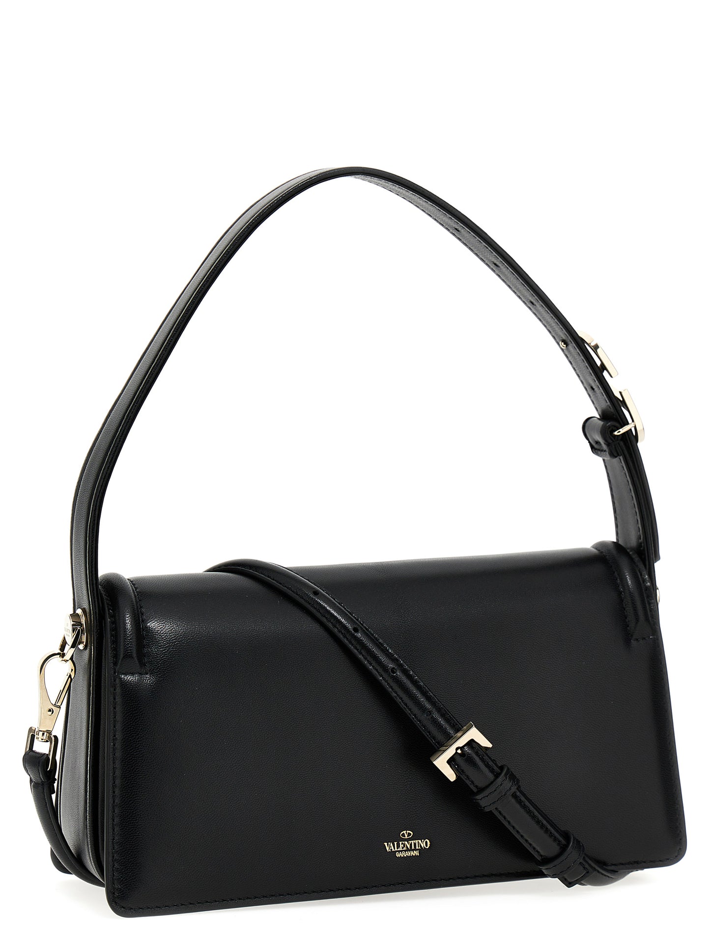 Shoulder Flap Bag by Valentino Garavani for women in leather & metal black & signature features a effortless sophistication silhouette, secured by a flap & magnetic with ample and versatile shoulder-strap, adjustable-strap & handle for a effortless sophistication finish.
