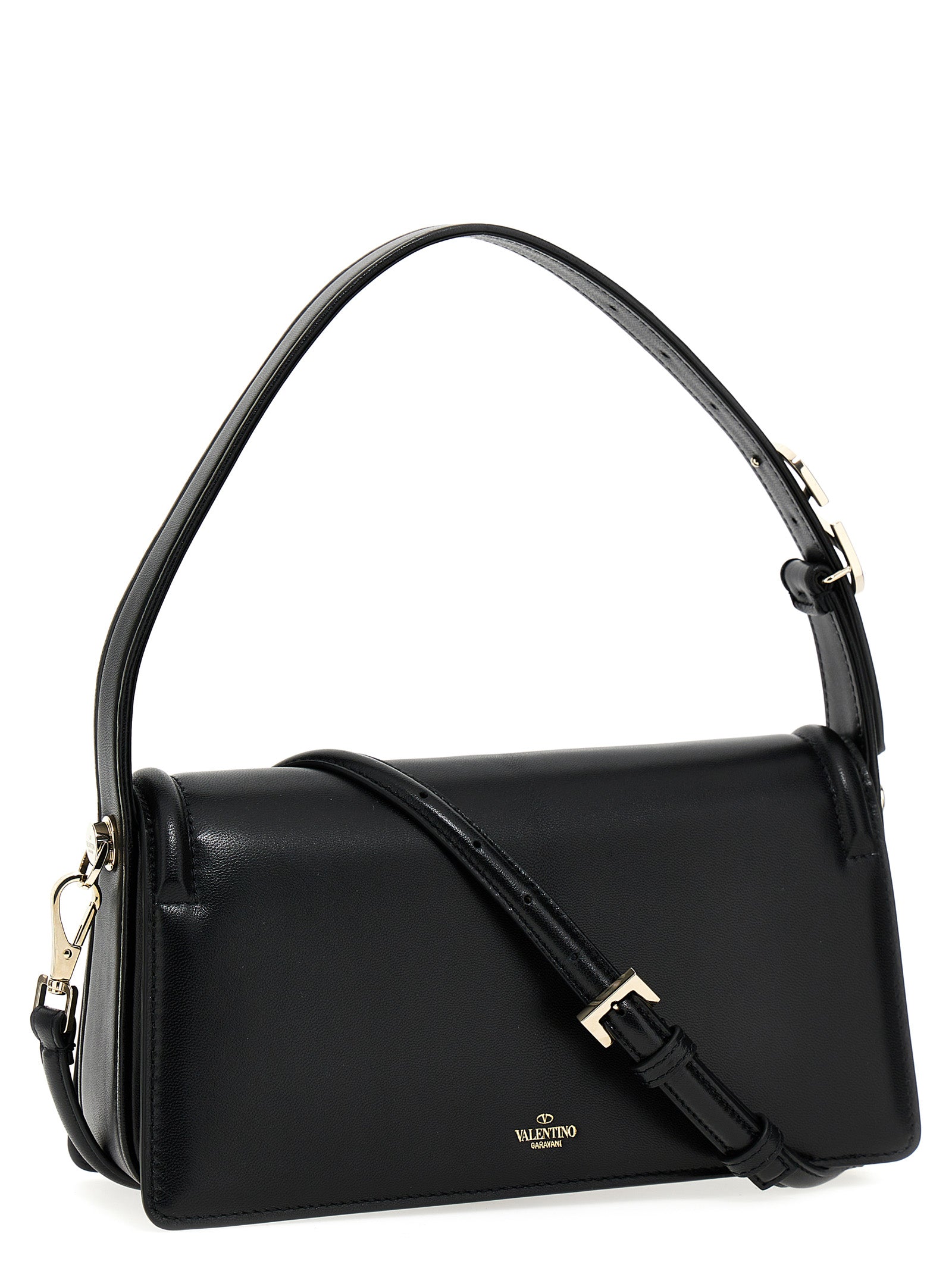Shoulder Flap Bag by Valentino Garavani for women in leather & metal black & signature features a effortless sophistication silhouette, secured by a flap & magnetic with ample and versatile shoulder-strap, adjustable-strap & handle for a effortless sophistication finish.