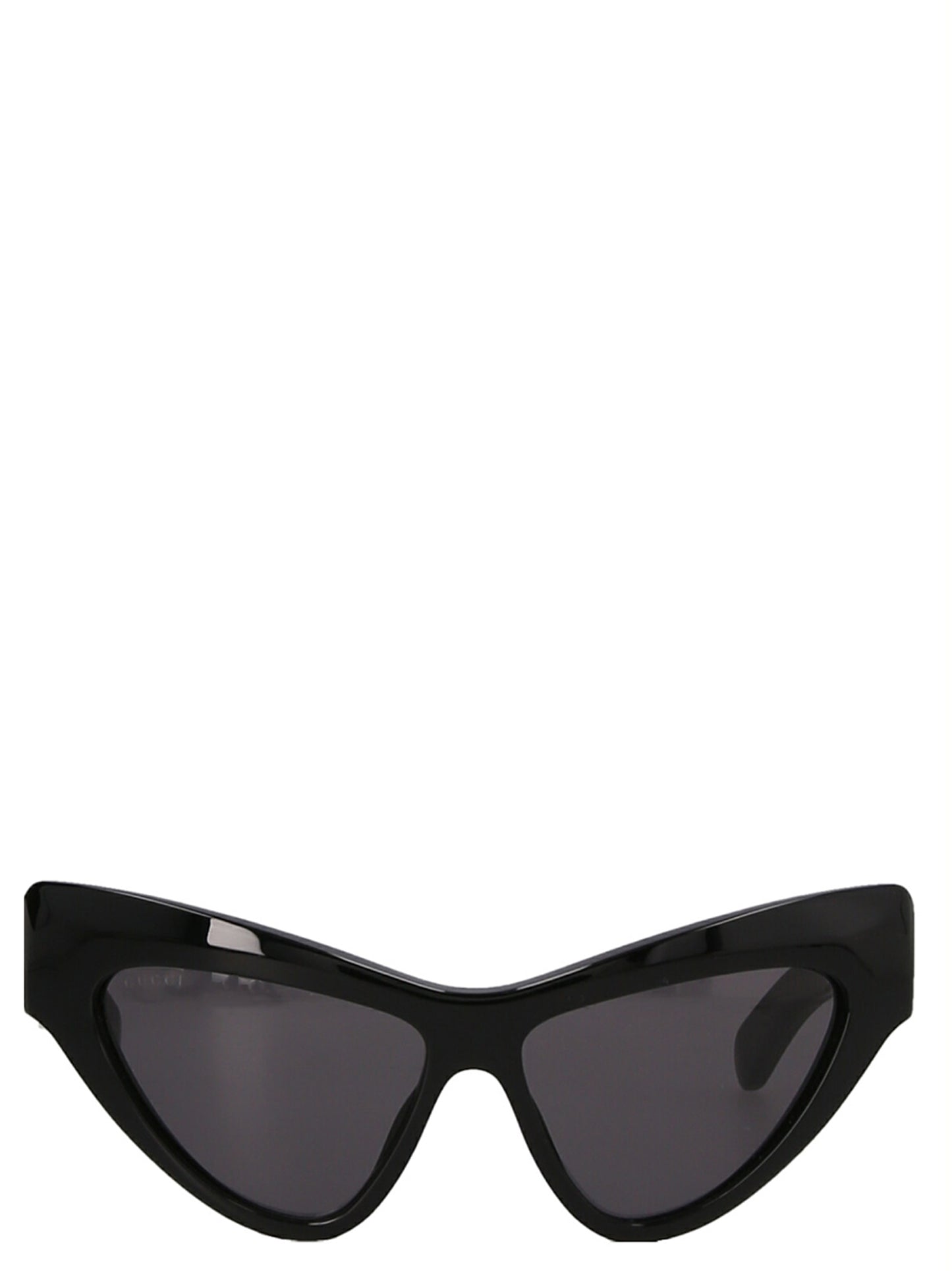 This Sunglasses by Gucci for women in nylon & viscose black, gray & signature presents a sumptuous silhouette, showcasing a sumptuous cat-eye frame design in black coloured frame and high-performance .