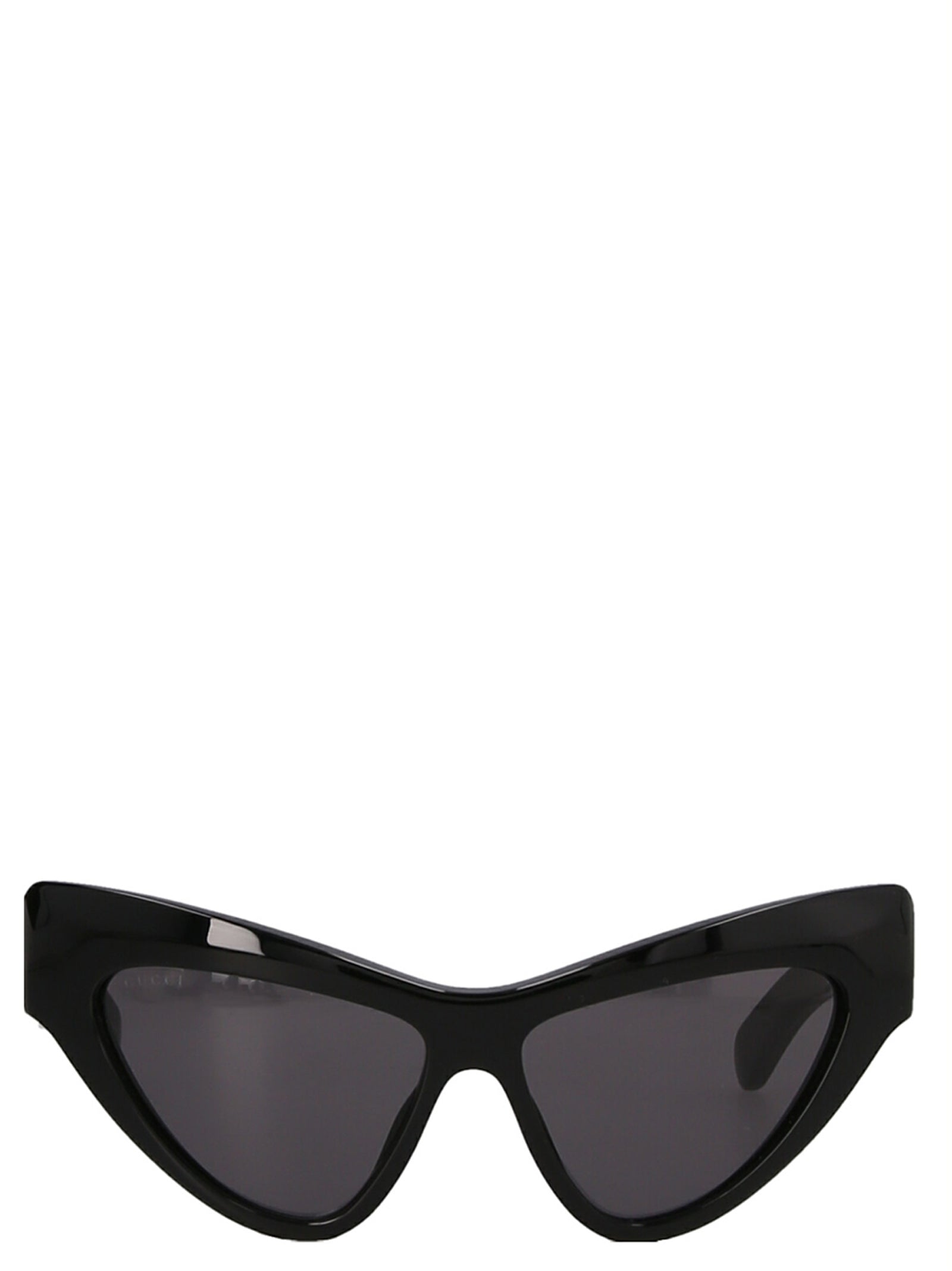 This Sunglasses by Gucci for women in nylon & viscose black, gray & signature presents a sumptuous silhouette, showcasing a sumptuous cat-eye frame design in black coloured frame and high-performance .
