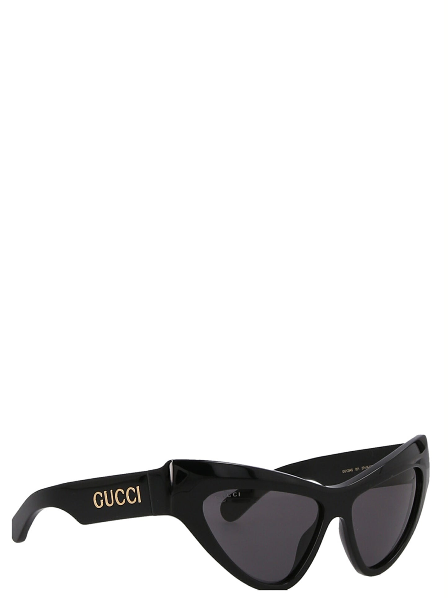 Sunglasses by Gucci for women in nylon & viscose black, gray & signature features an timeless cat-eye frame design with black coloured frame frames and for a timeless finish.