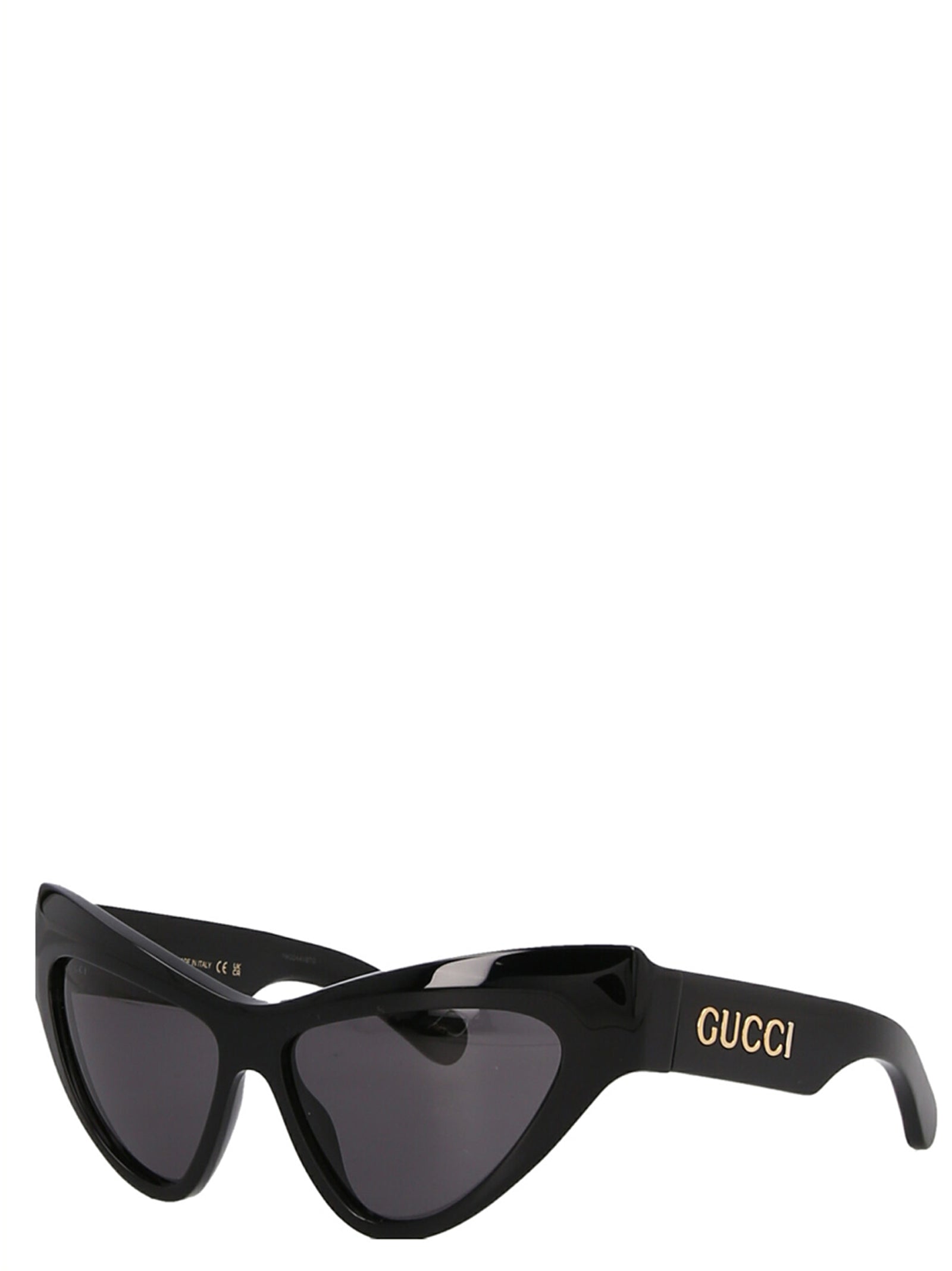 Sunglasses by Gucci for women in nylon & viscose black, gray & signature showcases a ethereal silhouette, featuring black coloured frame cat-eye frame design with for a ethereal finish.