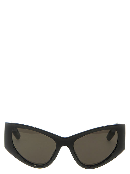 Sunglasses by Balenciaga for women in nylon & viscose black features a contemporary silhouette, showcasing a contemporary in black coloured frame with high-performance .