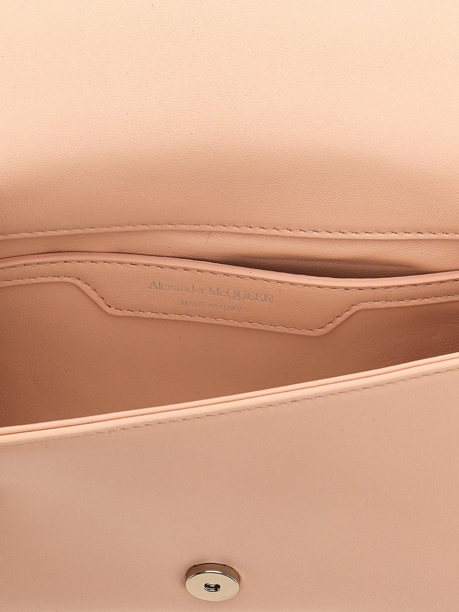 Mini Crossbody Handbag by Alexander McQueen for women in lamb leather beige features a transformative sophistication silhouette, showcasing a secure , ample , and versatile crossbody-strap & shoulder-strap for a transformative sophistication look.