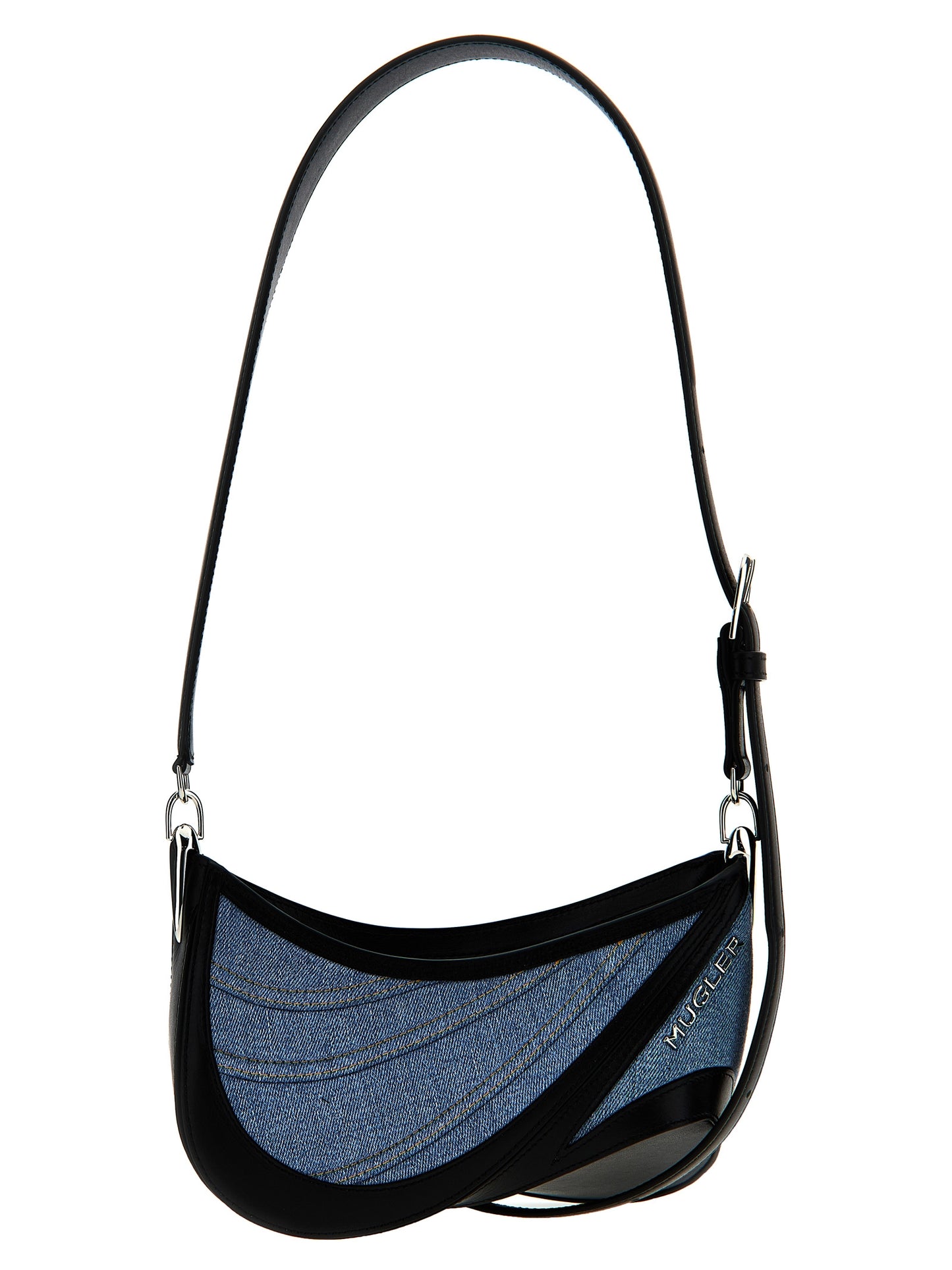 Small Shoulder Bag by Mugler for women in bos taurus calf suede leather multicolor features a stately silhouette, showcasing a secure , ample , and stately shoulder-strap, adjustable-strap & handle for a stately finish.
