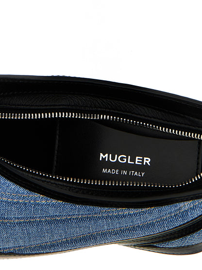 Small Shoulder Bag by Mugler for women in bos taurus calf suede leather multicolor features a statuesque silhouette, showcasing a secure and statuesque with versatile shoulder-strap, adjustable-strap & handle for a statuesque finish.