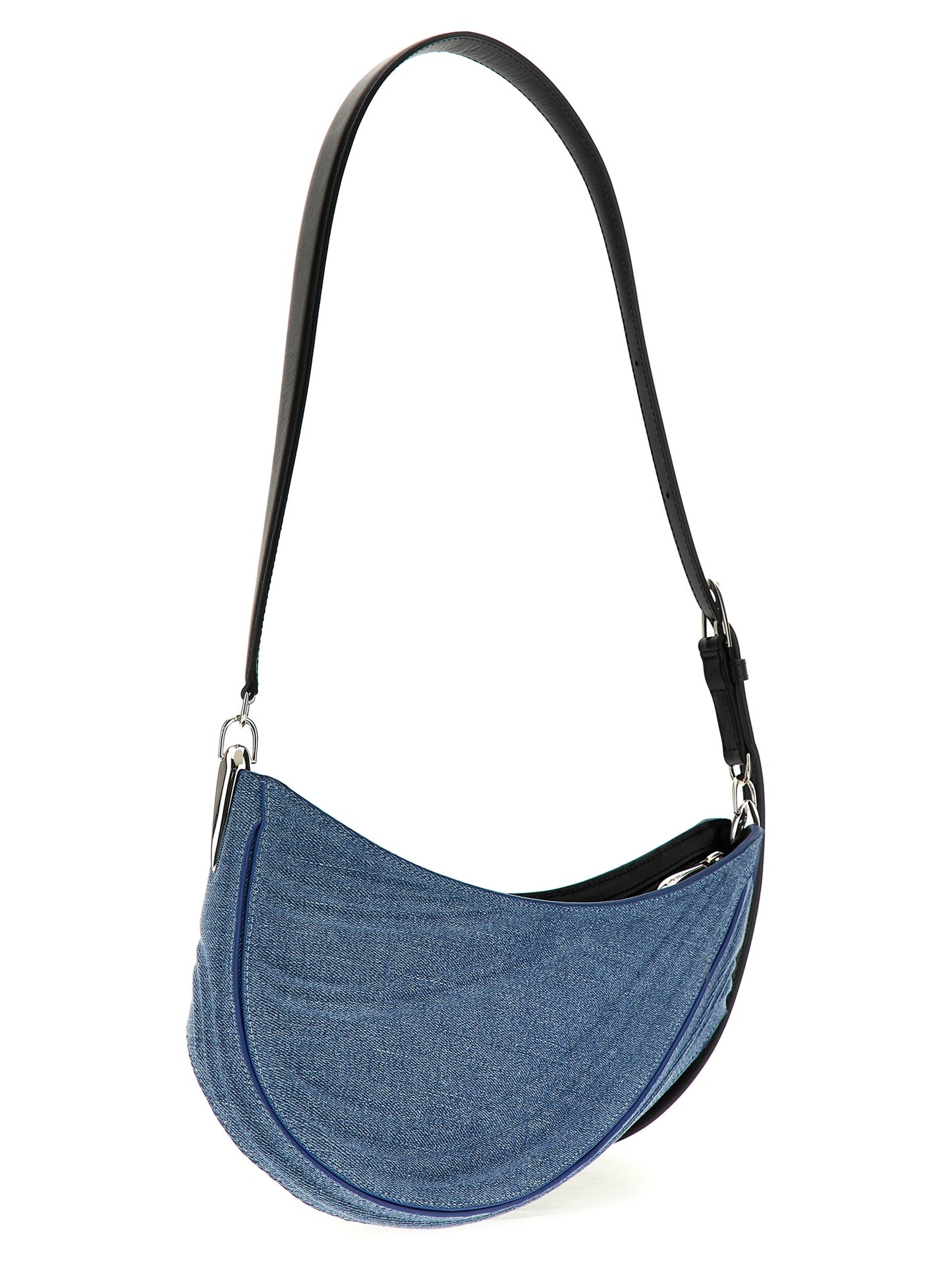 Medium Shoulder Bag by Mugler for women in calfskin leather blue features a effortless sophistication silhouette, secured by a zipper with ample and versatile shoulder-strap, adjustable-strap & handle for a effortless sophistication finish.