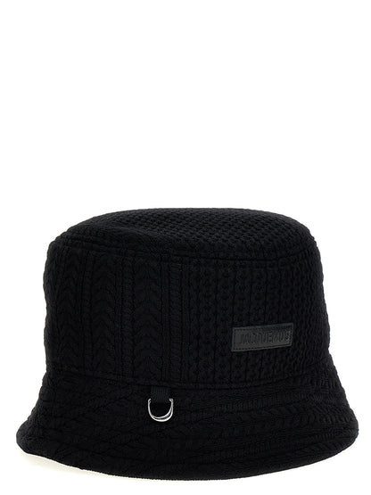Bucket Hat by Jacquemus for unisex in nylon & viscose black features an cosmopolitan luxe silhouette, artfully capturing the essence of the cosmopolitan luxe Nylon & Viscose Bucket Hat design for a sophisticated look.