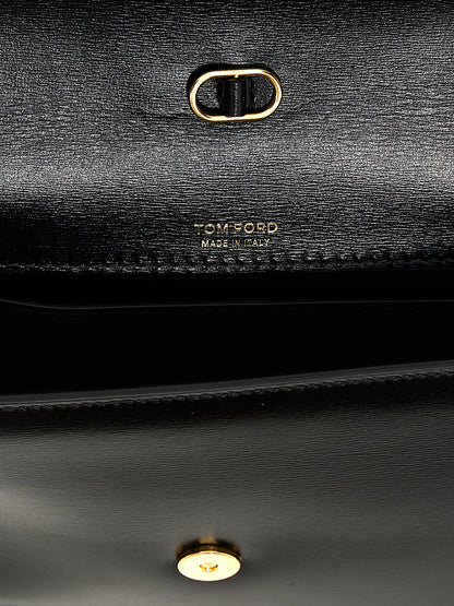 Tom Ford Leather & Metal Small Crossbody Handbag - Black