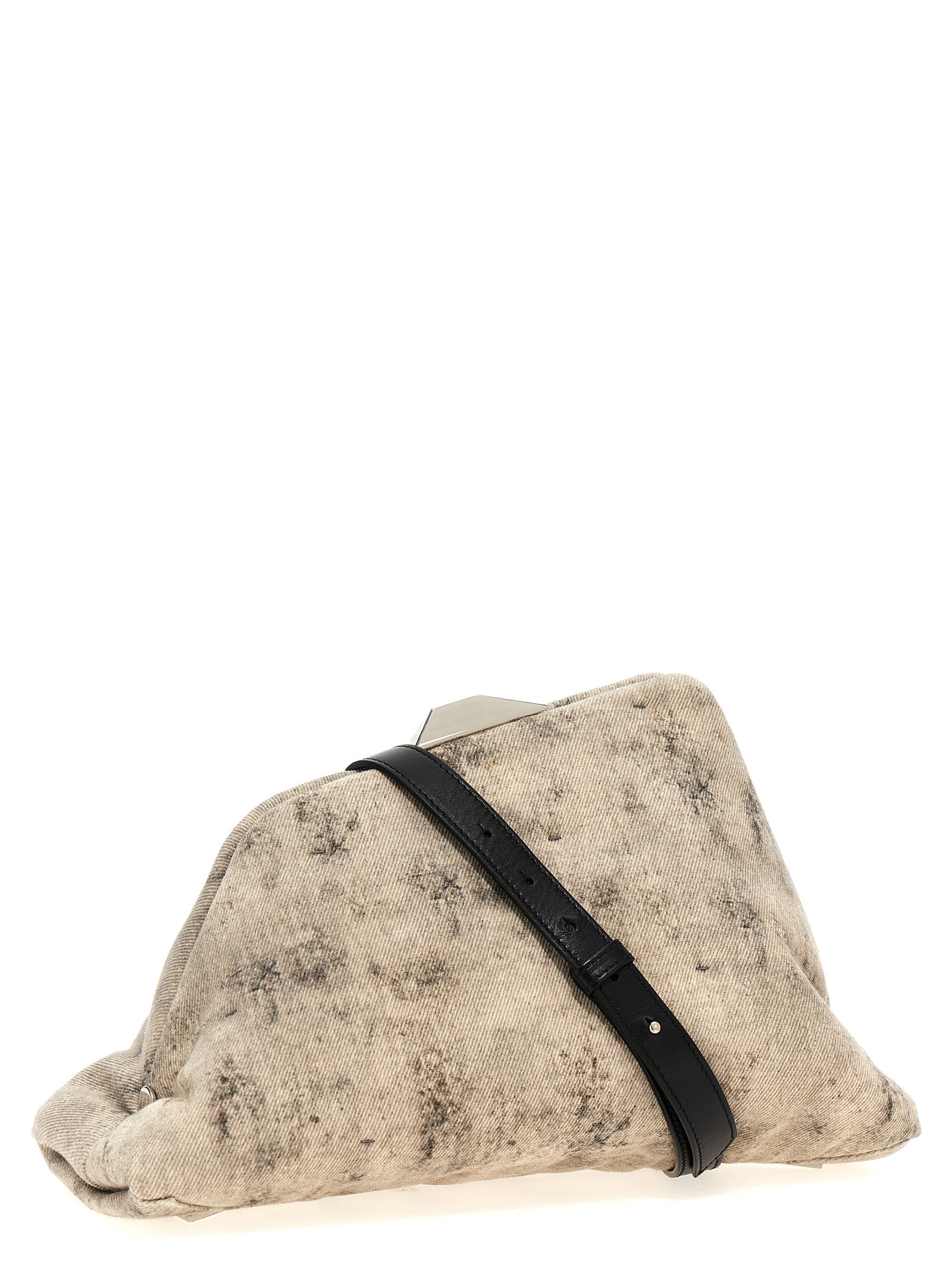 Evening Clutch Handbag by The Attico for women in nappa leather gray features a architectural silhouette, showcasing a secure snap, ample , and versatile shoulder-strap & adjustable-strap for a architectural finish.