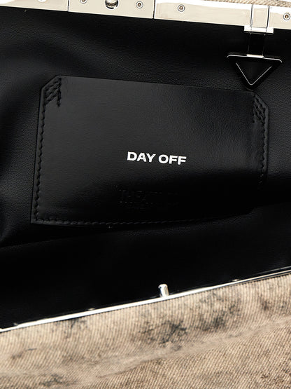 Evening Clutch Handbag by The Attico for women in nappa leather gray showcases a sculptural silhouette, featuring a secure snap, ample , and versatile shoulder-strap & adjustable-strap for a sculptural finish.