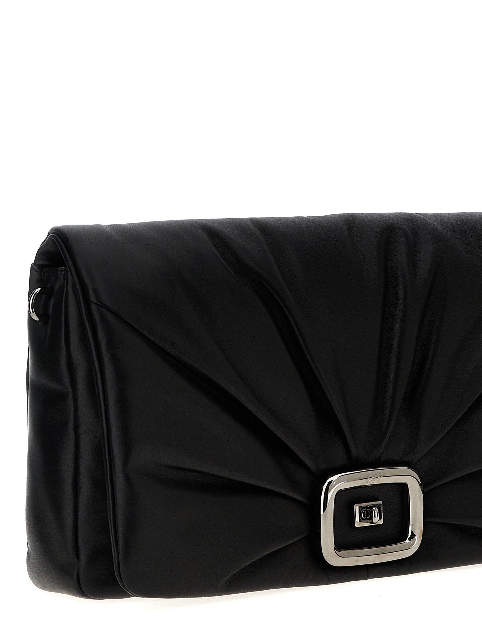 Large Shoulder Flap Bag by Roger Vivier for women in leather & metal black features a effortless chic silhouette with a secure flap, magnetic & buckle, ample , and versatile shoulder-strap, adjustable-strap & handle for a effortless chic finish.