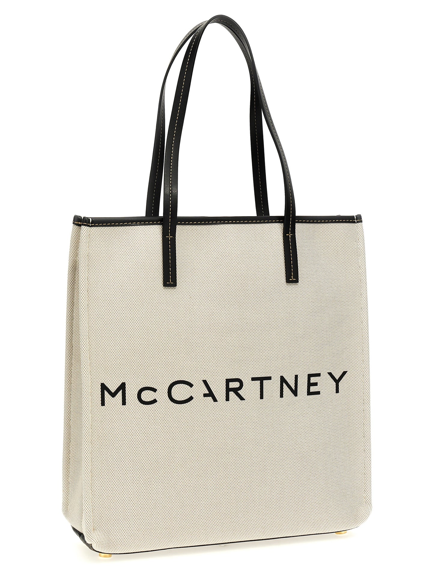 Shopper Tote Bag by Stella McCartney for women in stretch cotton modal canvas beige & print features an jet-set-ready silhouette, showcasing the Stretch Cotton Modal Canvas Shopper Tote Bag design with a secure , ample , and versatile handle.