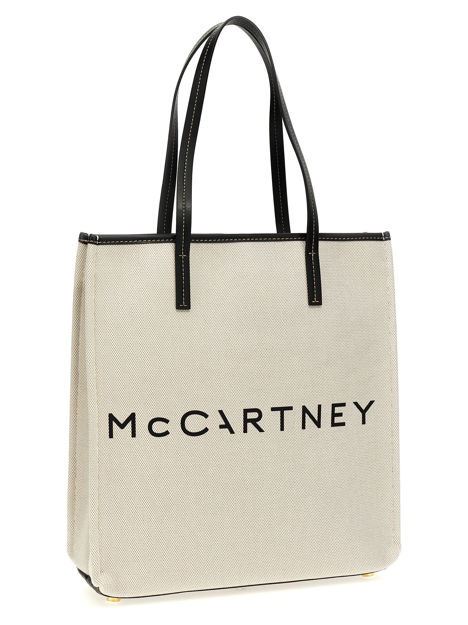 Shopper Tote Bag by Stella McCartney for women in stretch cotton modal canvas beige & print features an jet-set-ready silhouette, showcasing the Stretch Cotton Modal Canvas Shopper Tote Bag design with a secure , ample , and versatile handle.
