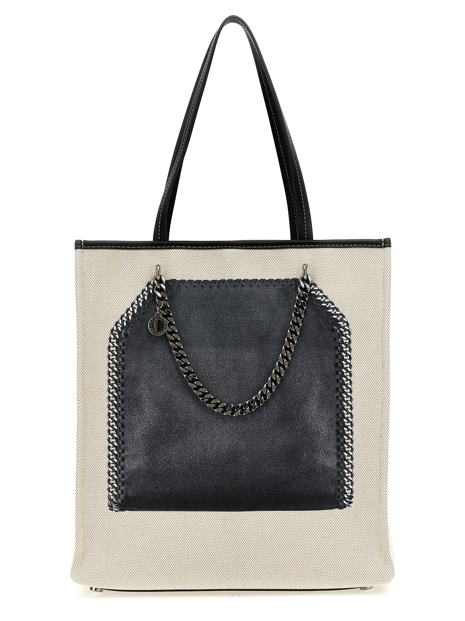 Shopper Tote Bag by Stella McCartney for women in stretch cotton modal canvas multicolor & print showcases a statuesque Falabella Stretch Cotton Modal Canvas Shopper Tote Bag design, featuring a secure hook, ample , and versatile handle for a statuesque finish.