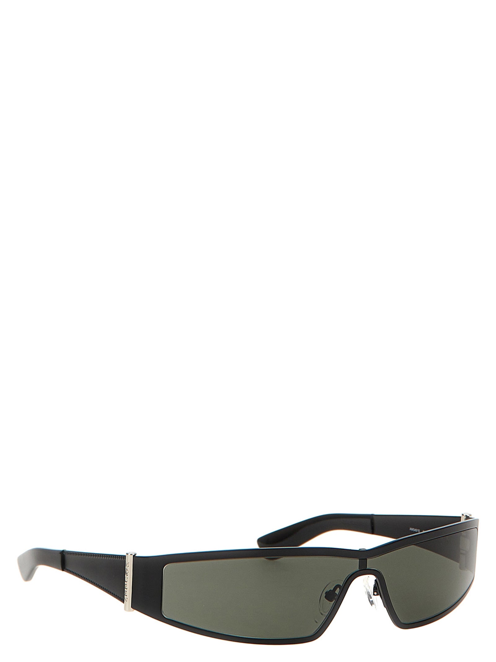 Sunglasses by Alexander McQueen for women in silk twill black showcases a ethereal silhouette, featuring black coloured frame with for a ethereal finish.