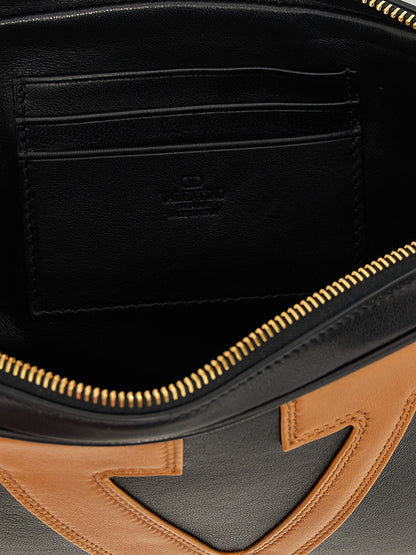 Pouch Clutch Handbag by Valentino Garavani for unisex in polyester multicolor & signature features an sculptural silhouette, showcasing a secure snap, zipper & hook and sculptural with versatile wristlet & handle for a sophisticated look.