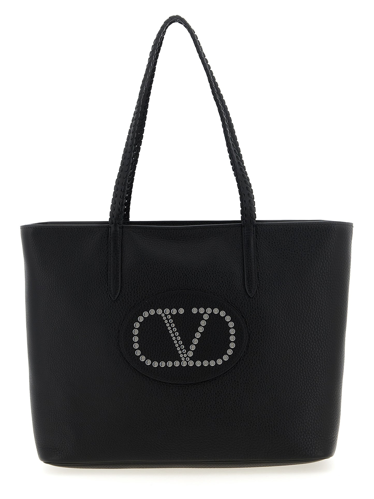 Shopper Tote Bag by Valentino Garavani for women in bos taurus calf suede leather black & signature features an jet-set-ready silhouette, showcasing the Nellcote V Logo Bos Taurus Calf Suede Leather Shopper Tote Bag design with a secure zipper, ample , and versatile handle.