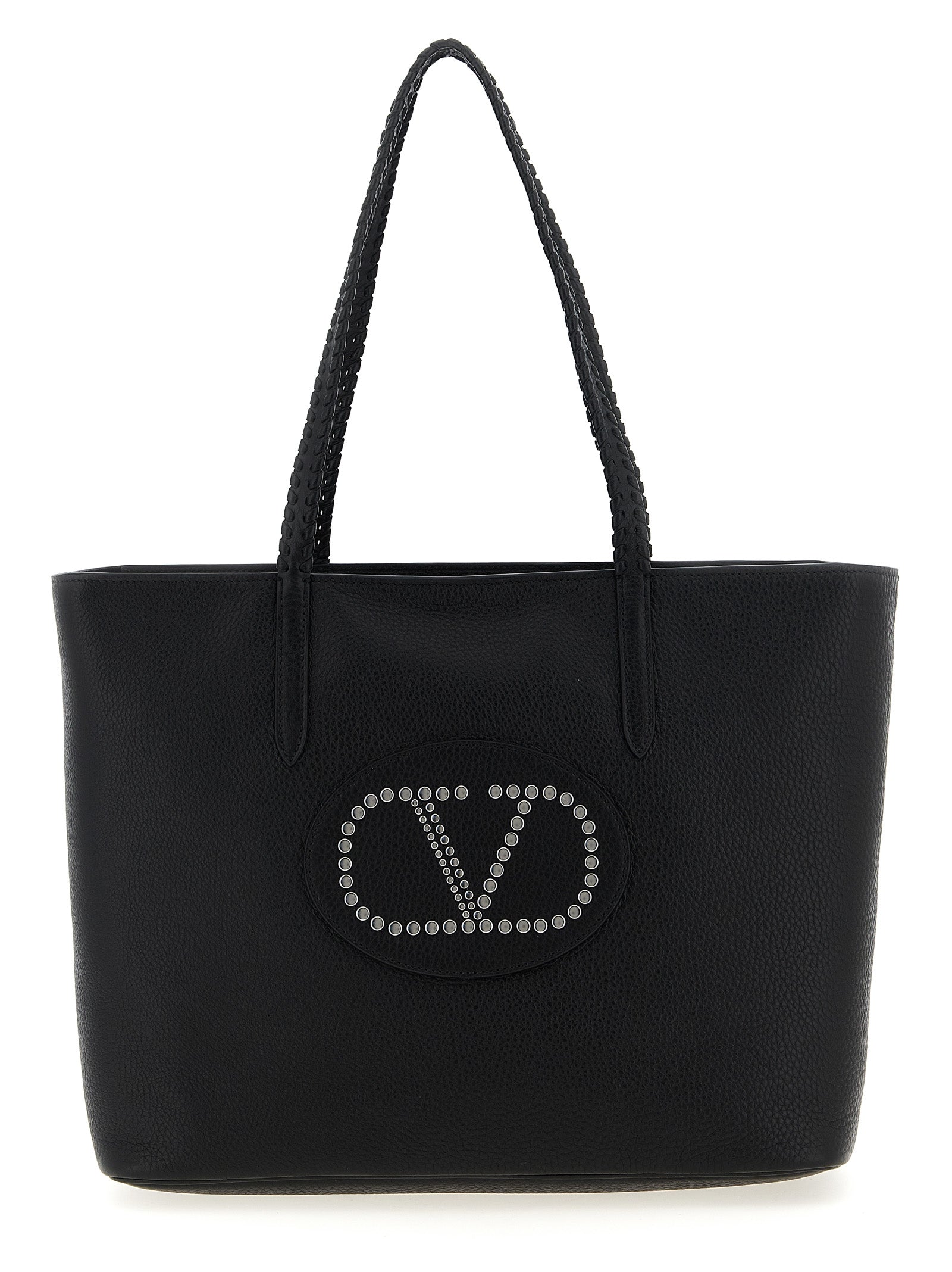 Shopper Tote Bag by Valentino Garavani for women in bos taurus calf suede leather black & signature features an jet-set-ready silhouette, showcasing the Nellcote V Logo Bos Taurus Calf Suede Leather Shopper Tote Bag design with a secure zipper, ample , and versatile handle.