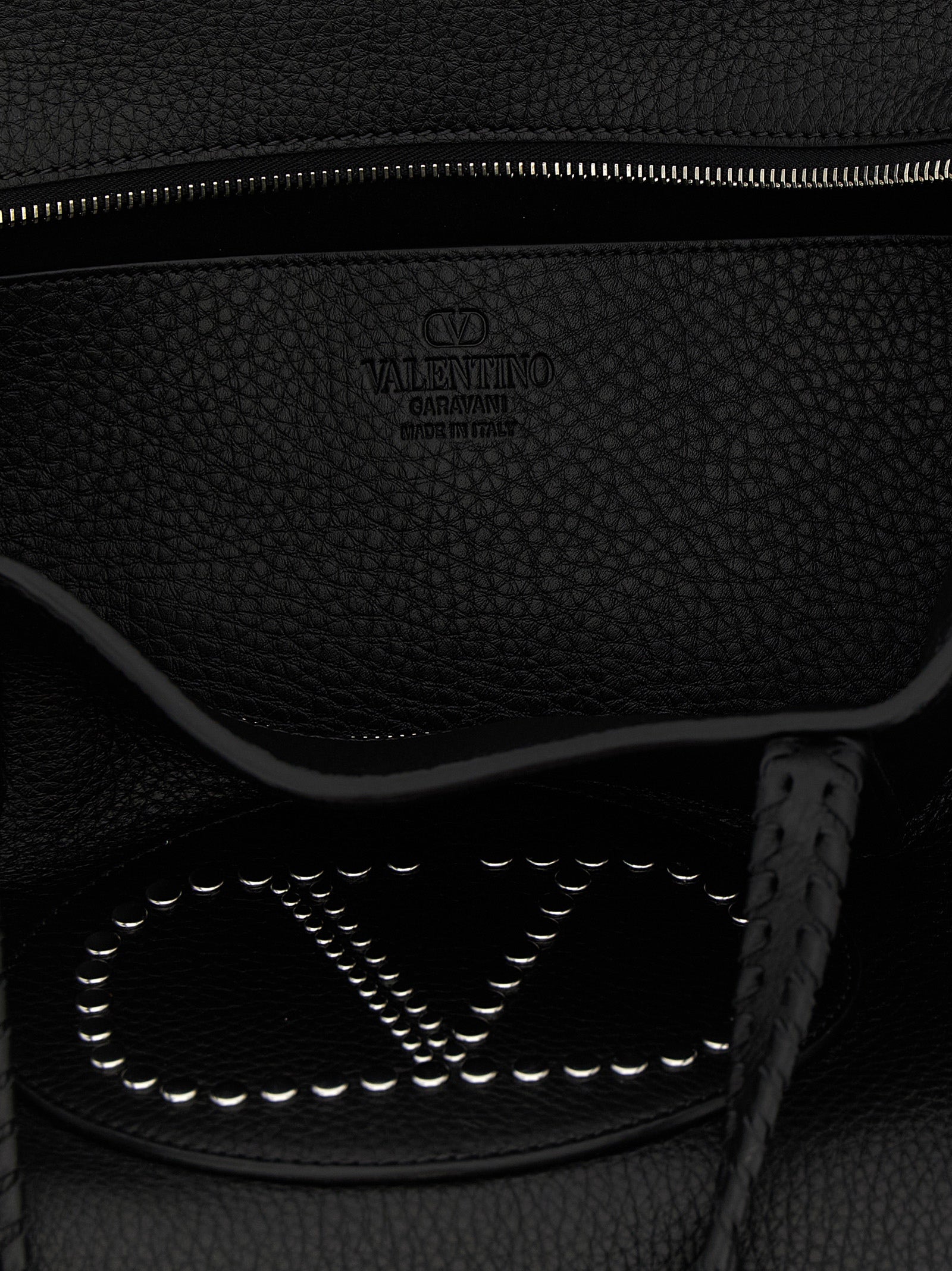 Shopper Tote Bag by Valentino Garavani for women in bos taurus calf suede leather black & signature features an jet-setting Nellcote V Logo Bos Taurus Calf Suede Leather Shopper Tote Bag design with a secure zipper, jet-setting , and versatile handle for a jet-setting look.
