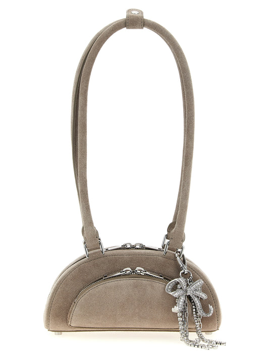 Mini Shoulder Bag by Self-Portrait for women in lamb leather gray features an effortlessly chic silhouette with a secure zipper, ample , and versatile shoulder-strap & handle for effortlessly chic everyday luxury.