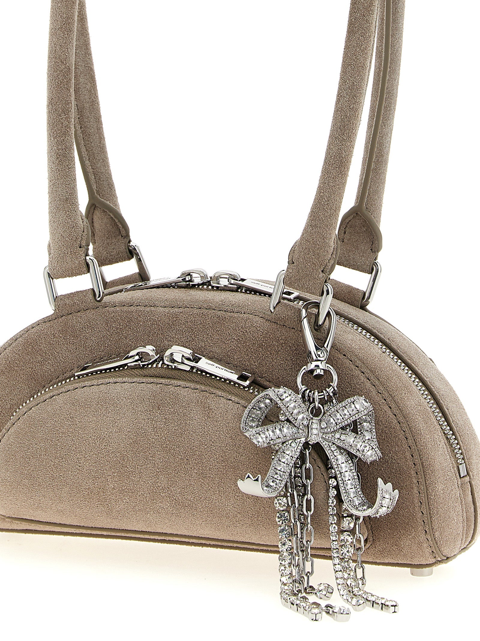 Mini Shoulder Bag by Self-Portrait for women in lamb leather gray features a effortless chic silhouette with a secure zipper, ample , and versatile shoulder-strap & handle for a effortless chic finish.