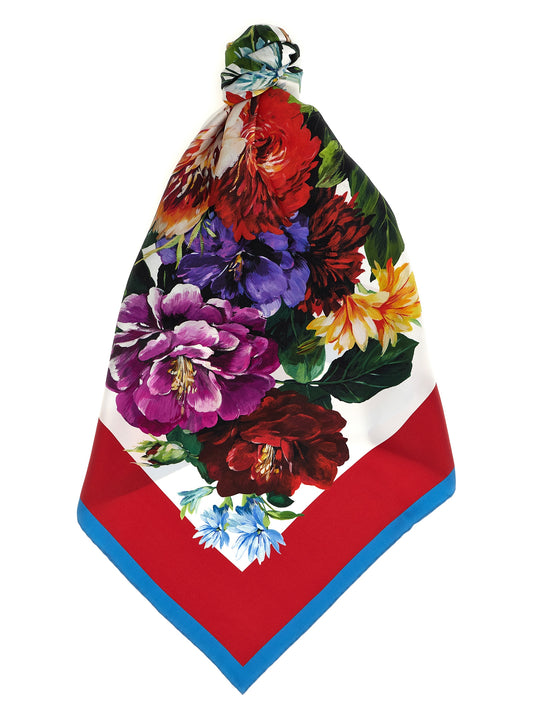Dolce & Gabbana Silk Twill Foulard Scarf - Multicolor Floral Print