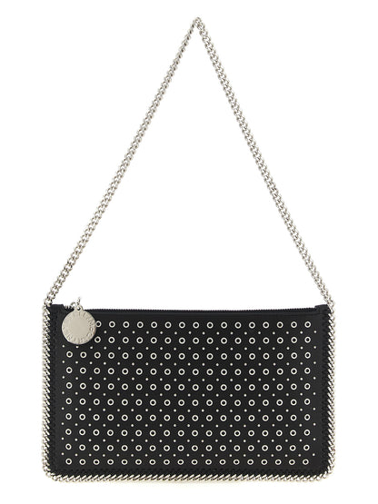 Shoulder Bag by Stella McCartney for women in polyurethane leather black & signature showcases a statuesque silhouette, artfully detailed with a secure zipper, organized , and versatile shoulder-strap & handle for a statuesque look.