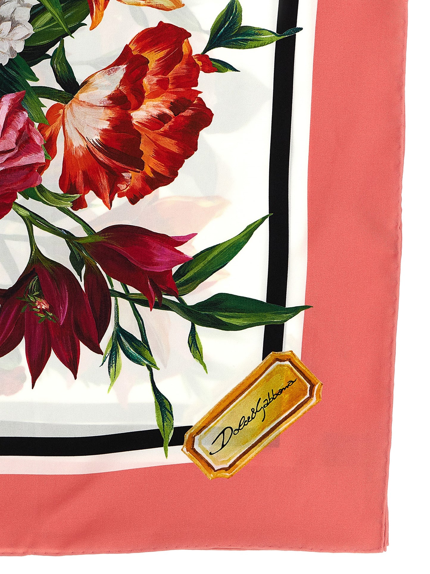 Scarf by Dolce & Gabbana for women in silk twill multicolor, floral & print showcases a warm silhouette from the Silk Twill Foulard Scarf collection, offering a warm drape that exudes sophisticated luxury.