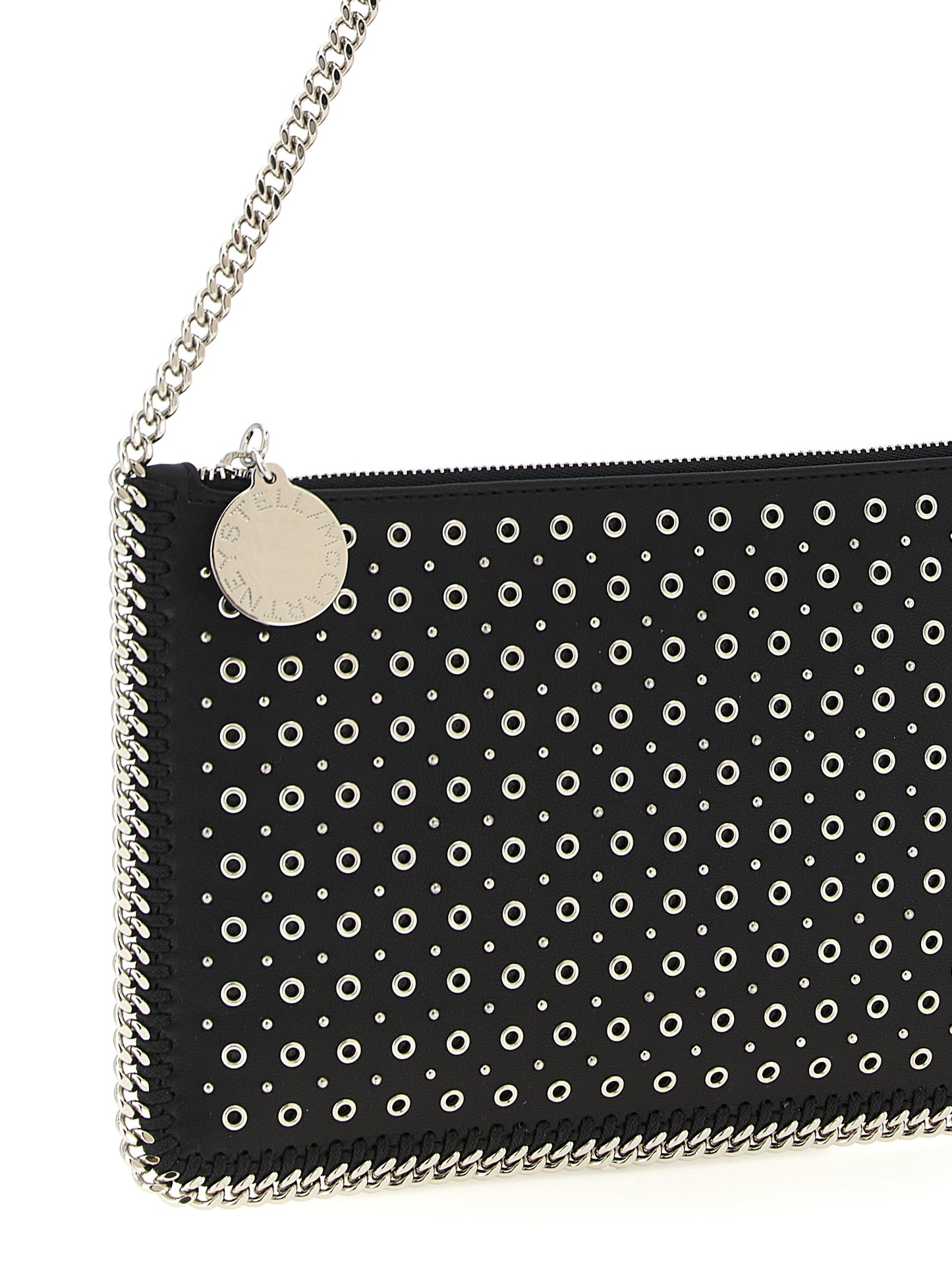 Shoulder Bag by Stella McCartney for women in polyurethane leather black & signature features a stately silhouette, showcasing a secure zipper, ample , and stately shoulder-strap & handle for a stately finish.