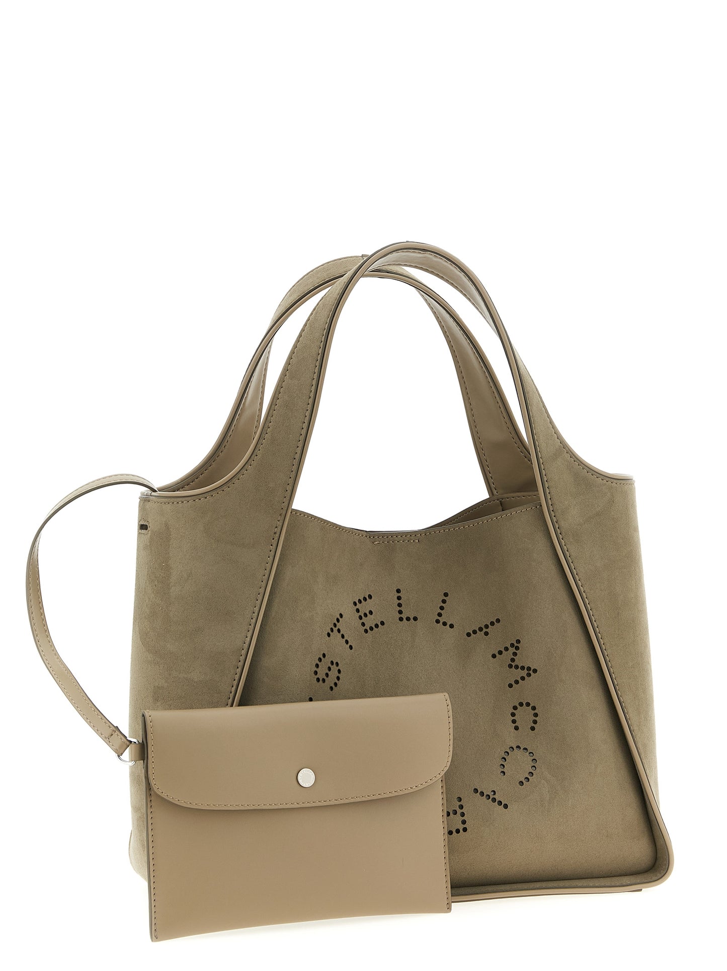 Crossbody Clutch Handbag by Stella McCartney for women in polyamide viscose bicolour & green showcases a versatile sophistication silhouette, featuring a secure magnetic, versatile sophistication , and versatile crossbody-strap, shoulder-strap, adjustable-strap & handle for a versatile sophistication finish.