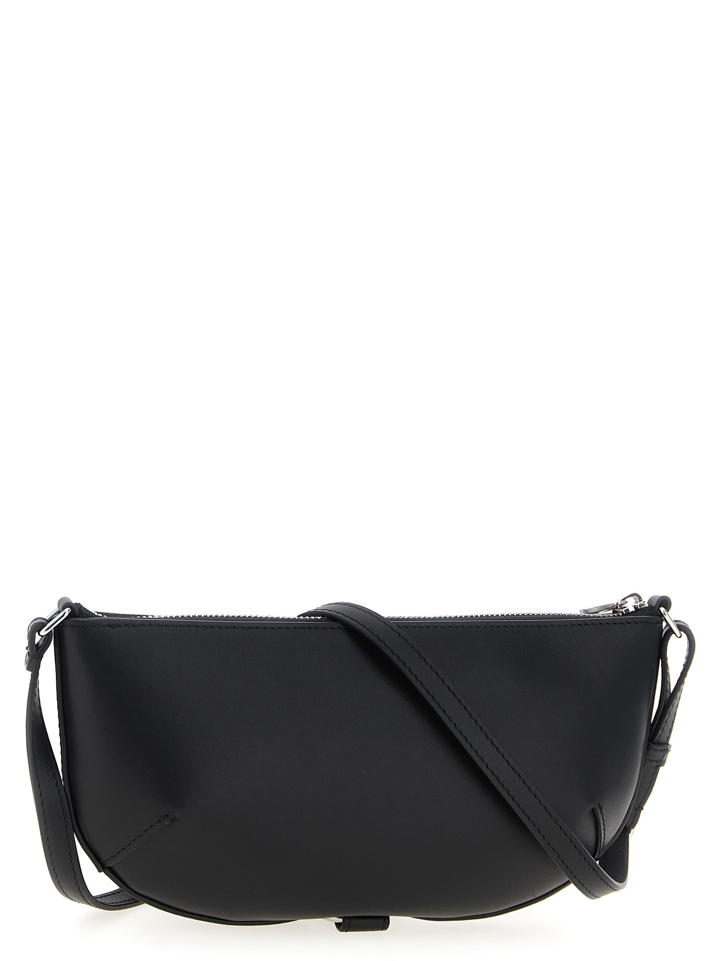 Shoulder Bag by Courrèges for women in calfskin leather black showcases a statuesque silhouette, artfully detailed with a secure zipper, organized , and versatile shoulder-strap, adjustable-strap & handle for a statuesque look.