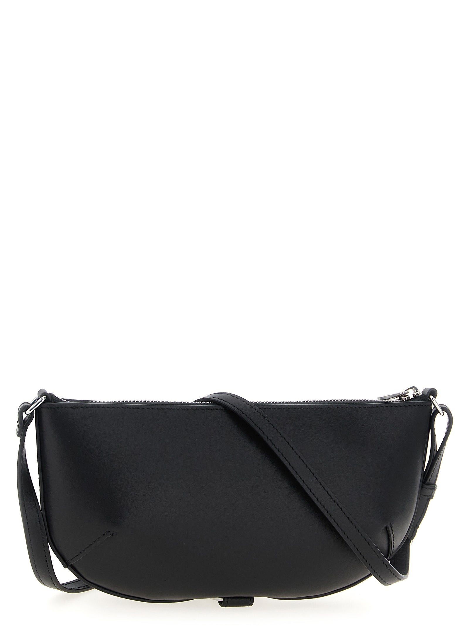 Shoulder Bag by Courrèges for women in calfskin leather black showcases a statuesque silhouette, artfully detailed with a secure zipper, organized , and versatile shoulder-strap, adjustable-strap & handle for a statuesque look.