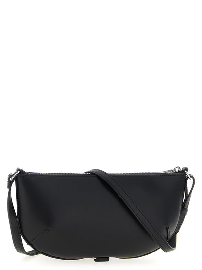 Shoulder Bag by Courrèges for women in calfskin leather black showcases a statuesque silhouette, artfully detailed with a secure zipper, organized , and versatile shoulder-strap, adjustable-strap & handle for a statuesque look.
