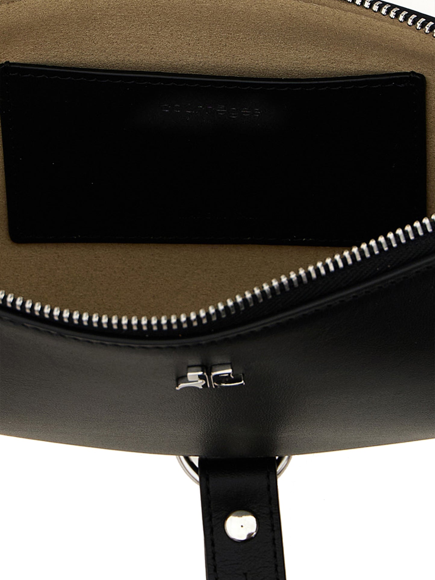 Shoulder Bag by Courrèges for women in calfskin leather black features a effortless chic silhouette with a secure zipper, ample , and versatile shoulder-strap, adjustable-strap & handle for a effortless chic finish.