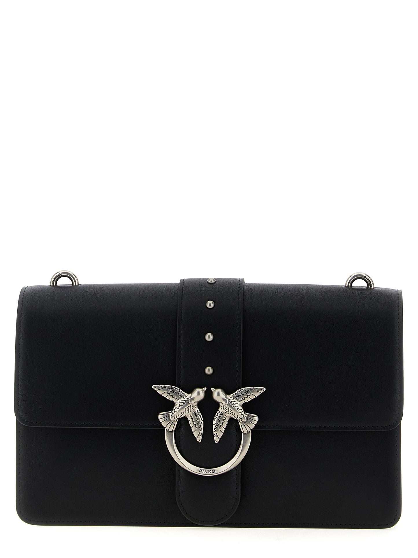 Crossbody Flap Handbag by PINKO for women in cotton & fur black features a transformative elegance silhouette, showcasing a secure snap, flap & buckle, organized , and versatile crossbody-strap & shoulder-strap for a transformative elegance look.