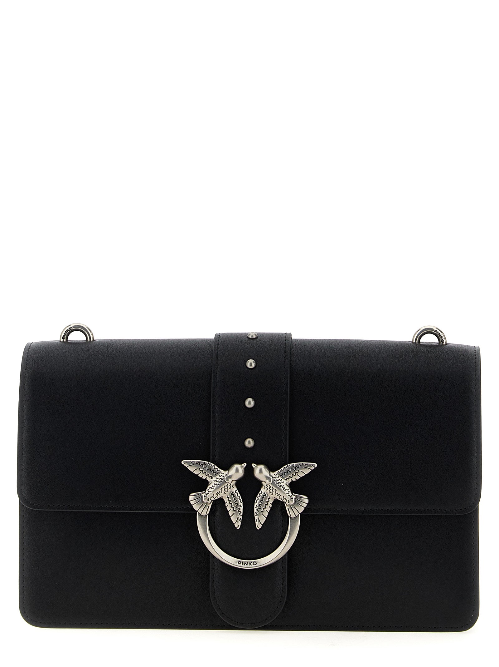 Crossbody Flap Handbag by PINKO for women in cotton & fur black features a transformative elegance silhouette, showcasing a secure snap, flap & buckle, organized , and versatile crossbody-strap & shoulder-strap for a transformative elegance look.