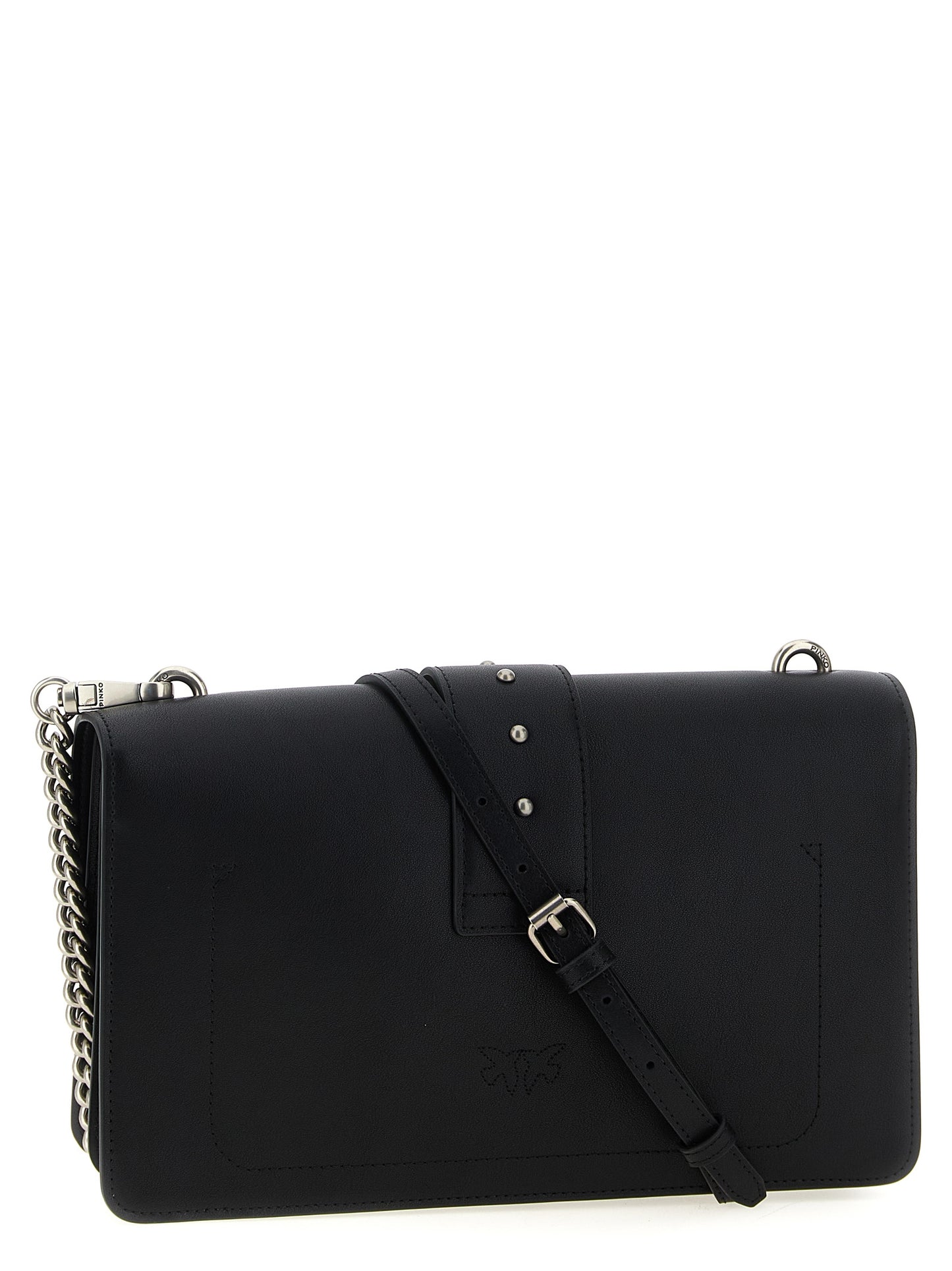 Crossbody Flap Handbag by PINKO for women in cotton & fur black features a transformative sophistication silhouette, showcasing a secure snap, flap & buckle, ample , and versatile crossbody-strap & shoulder-strap for a transformative sophistication look.