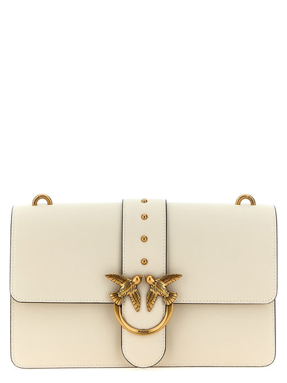 Crossbody Flap Handbag by PINKO for women in cotton & fur white features an multi-faceted design with a secure snap, flap & buckle, ample , and versatile crossbody-strap & shoulder-strap for a multi-faceted finish.