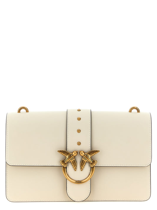Crossbody Flap Handbag by PINKO for women in cotton & fur white features an multi-faceted design with a secure snap, flap & buckle, ample , and versatile crossbody-strap & shoulder-strap for a multi-faceted finish.